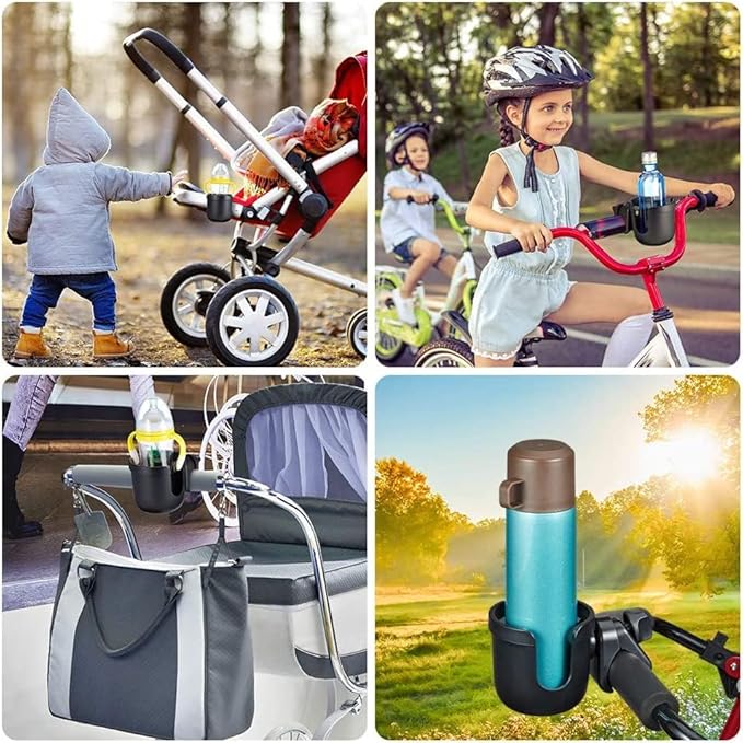 JOYTUTUS Wheelchair Cup Holder, 2 Pack Rollator Cup Holder, 4 Flexible Tabs with Hook Drink Holder for Walker, Scooter, Stroller, Mobility