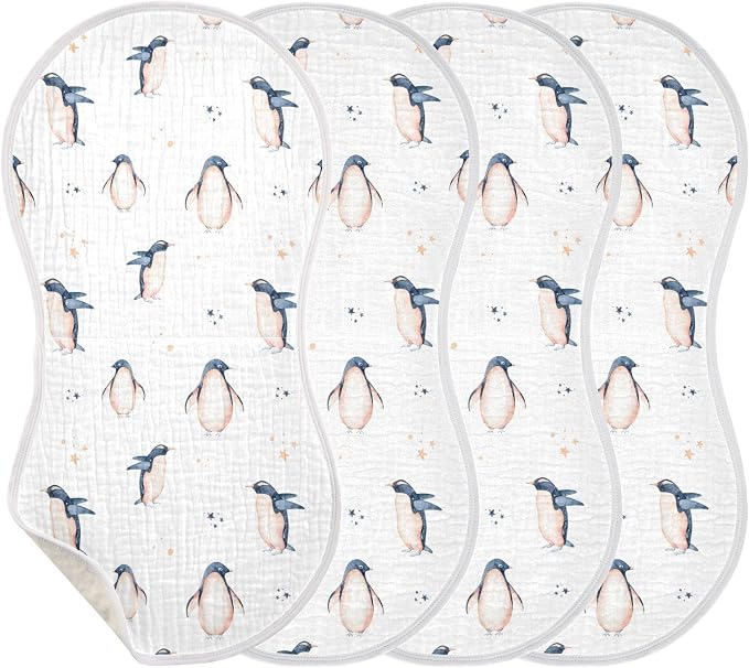 vvfelixl Watercolor Penguins Burp Cloths for Baby Boy Girls Baby Washcloths Burp Rags 1 Pack White
