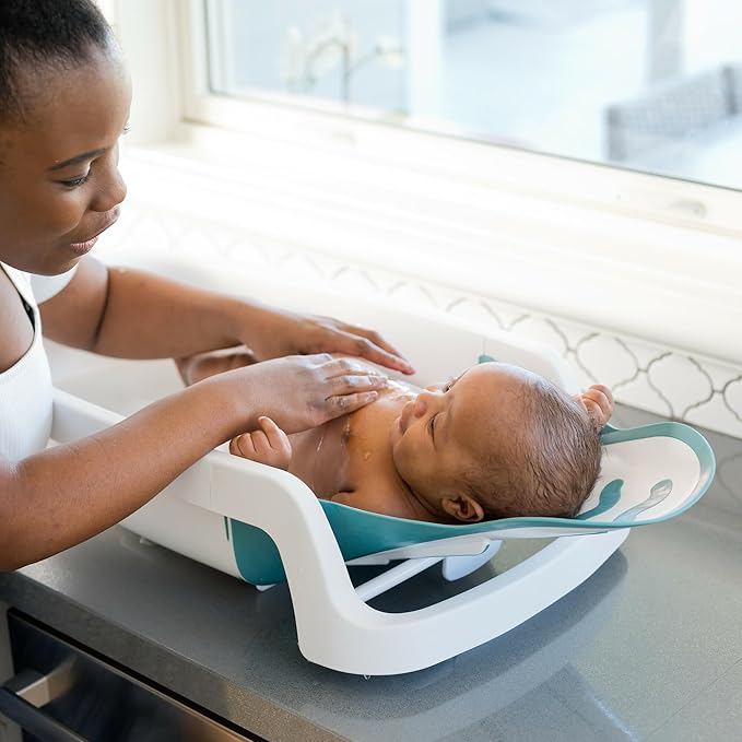 The First Years 4-in-1 Reclining Baby Bathtub – Grows-with-Baby Adjustable Bath Seat – Multi-Position Backrest for Newborn, Infant & Toddler Use – Ages 0–24 Months