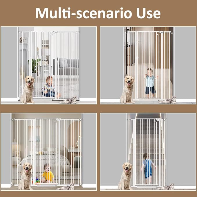 57" Extra Tall Cat Gate for Doorways, 52.76'' - 57.48'' Wide High Pressure Mounted Dog Gate, Tall Pet Gates for Doorways No Drilling, Auto Close Safety Baby Gates for Dogs Cats(White)