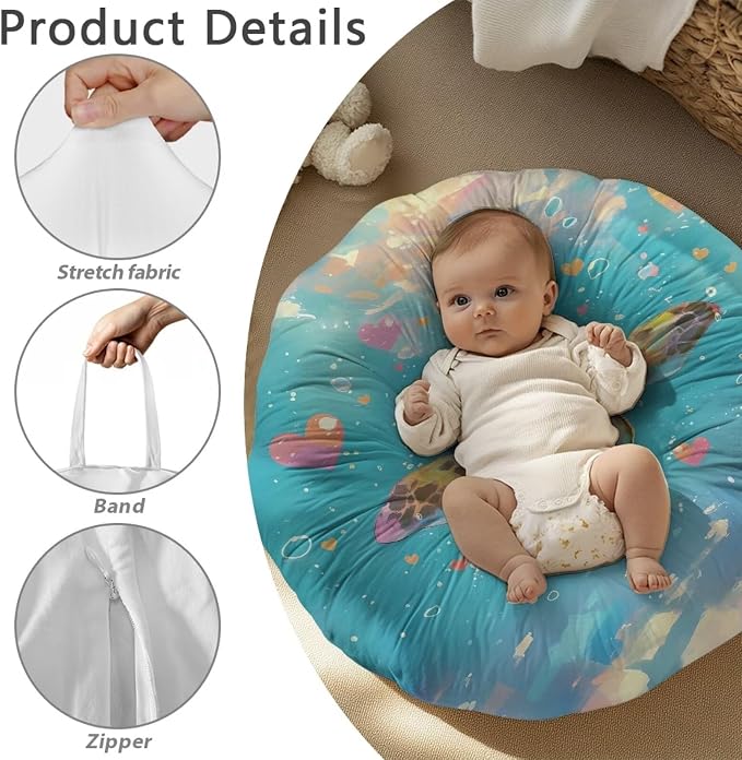 Sea Turtle Nursing Pillow Cover Breastfeeding Pillow Slipcover for Baby Boys & Girls Nursing Pillow Case for Newborn Soft Fabric Fits Snug On Infant Pillow Not Included