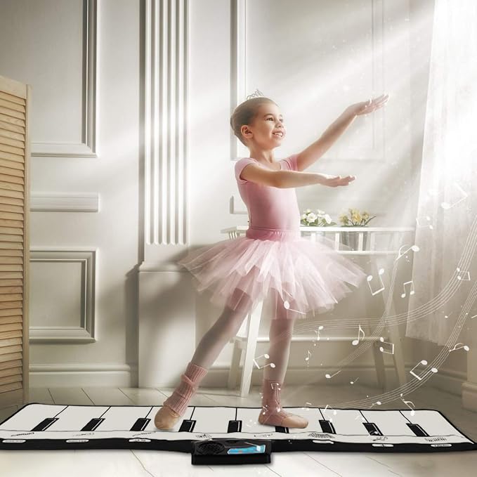 M SANMERSEN Piano Mat, Kids Musical Mat Floor Piano Keyboard Mat with 8 Instruments Sounds Music Dance Touch Play Mat, Early Educational Toys Birthday Gifts for 1 2 3 4 5 Year Old Boys Girls