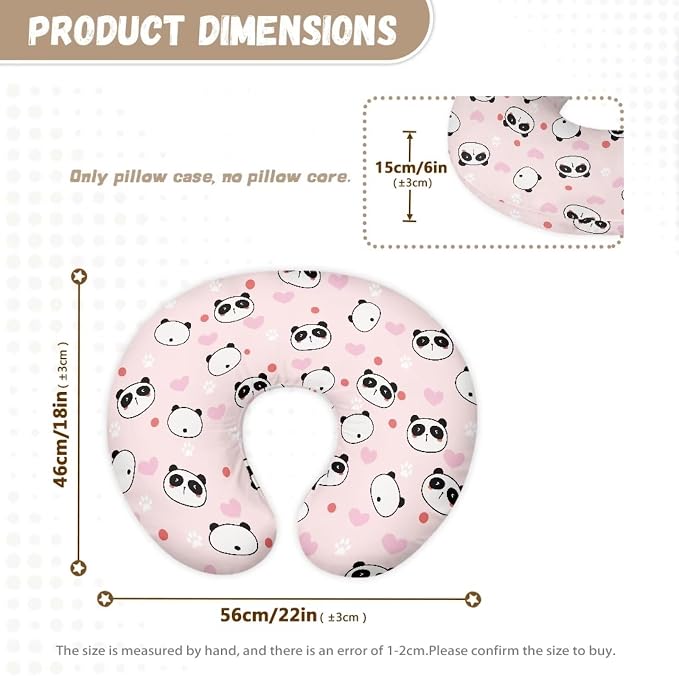 Panda 2 Nursing Pillow Cover Breast Feeding Pillow Covers 1 Pack for Breastfeeding Pillow Soft Fabric Fits Snug On Infant Feeding Cushion Cover Pillow Not Included