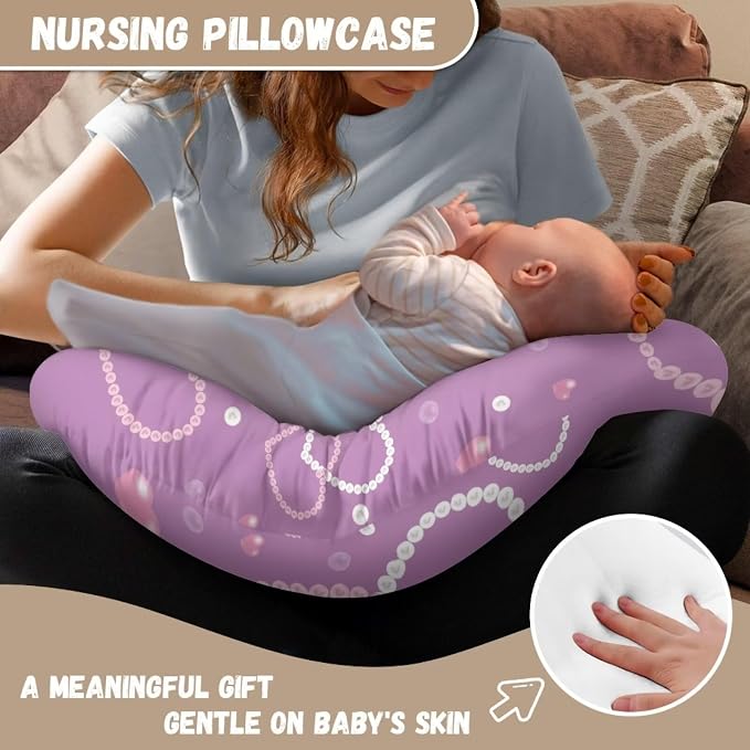 Heart Baby Nursing Pillow Cover, Breastfeeding Pillow Cover Boys Girls, Valentine Heart Nursing Pillow Case for Newborn, Soft Fabric Fits Snug On Infant