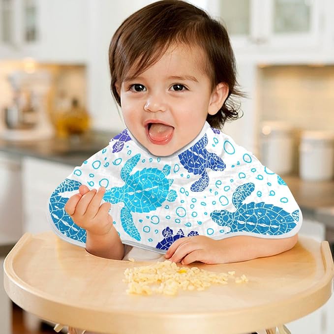 Sea Turtle Ocean Bubble Marine Turtles Muslin Burp Cloths for Baby 4 Pack 100% Cotton Baby Washcloths Bibs for Boy Girl