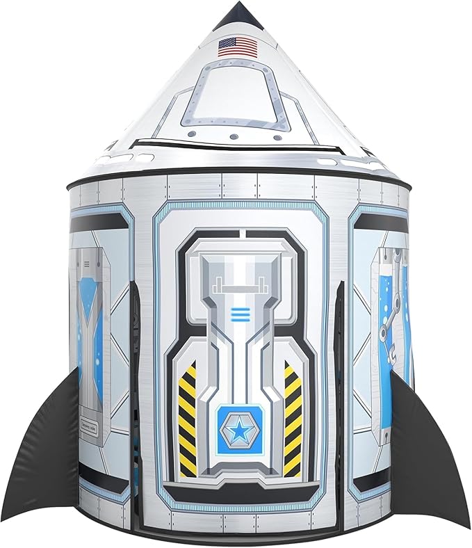 PigPigPen Rocket Ship Tent for Kids: Instant Indoor Outdoor Space Playhouse for Toddlers - Astronaut Adventure Kids Camping Tent - for Boys Girls Space Decor & Outdoor Play