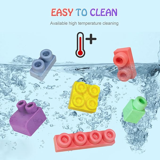 Baby Soft Blocks Building Block Toys, Blocks for Babies 6 Months and Up STEM Educational Toddler Gifts, Soft Rubber Baby Blocks 12-18 Months Big Building Blocks Sensory Toys, 70PCS