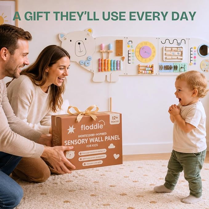 Sensory Wall Panel for Kids – Toddler Learning Activity Center - Emotional Development & Fine Motor Skills – Toddler Learning Activity Center- Busy board Montessori toys