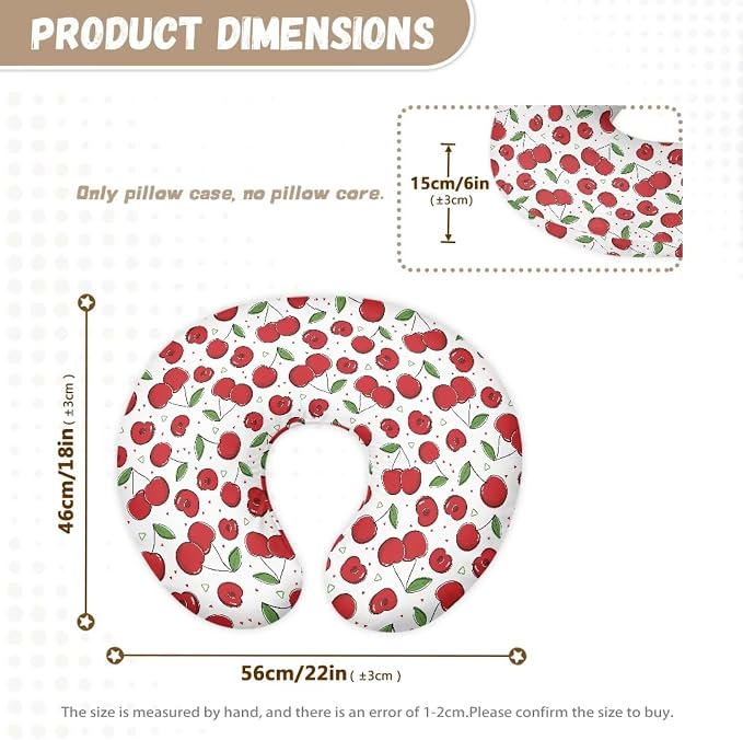 Cherry Feeding Pillow Cover Washable & Breathable Nursing Pillow Slipcovers Breastfeeding Newborn Feeding Cushion Cover Practical Gift, Best Choice for Mom Cover Only