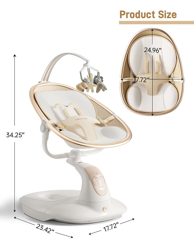 Baby Swing for Infants to Toddler, Electric Baby Swing with Sturdy Shield-Shaped Base, 180° Rotation Portable Infant Swing with 5 Speeds & 12 Lullabies for Newborn Baby Boy Girl Up to 20 lbs, White