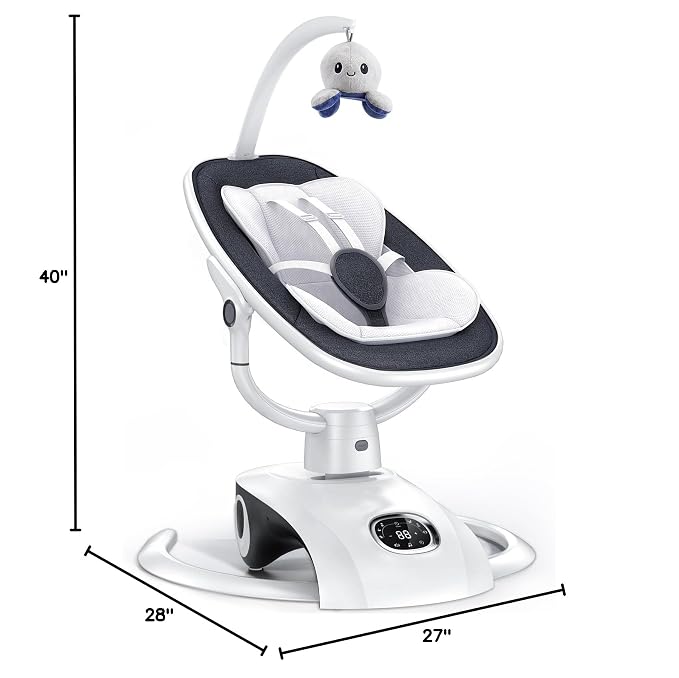 VaVaSoo Electric Baby Swing for Infants Mamroo 6 Motion Automatic Newborn Baby Rockers for Girl & Boy with Remote Control, 5 Speed, 13 Melodies, Dark Gray