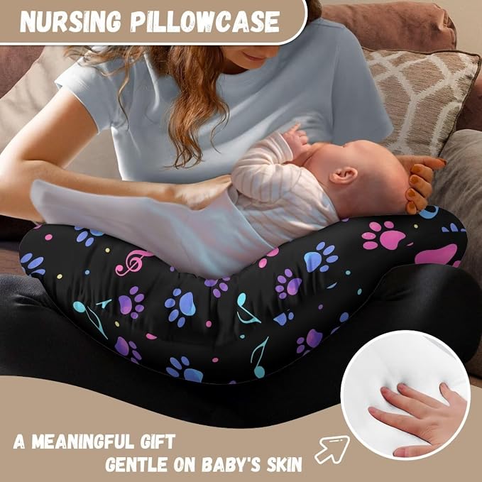 Dog Paw Music Notes Cookie Nursing Pillow Detachable Newborn Original Breastfeeding Slipcover Case Removable Head Support Protector Cushion Essential Easy to Use