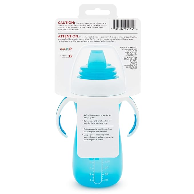 Munchkin Sippy Cup, 10 Ounce, with Trainer Handles | Blue | Pack of 2 | Gentle Transition