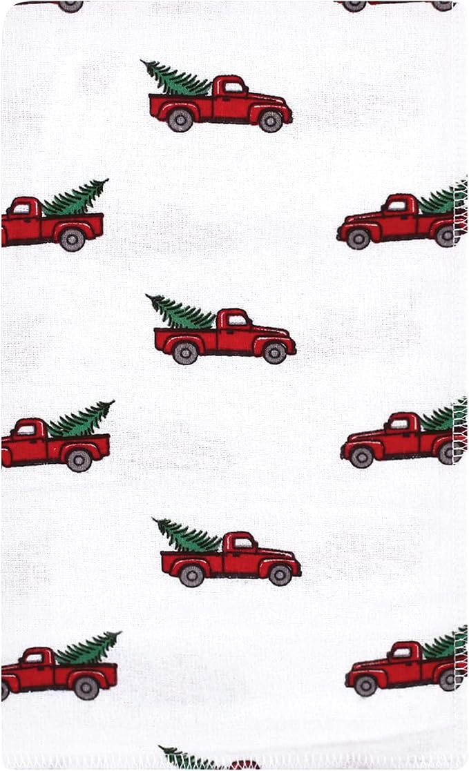 Luvable Friends Hudson Baby Flannel Burp Cloths 10pk, Christmas Truck Scene