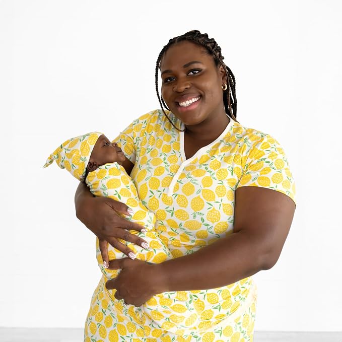Little Sleepies Swaddle & Hat Set, Baby Swaddles Newborns, Soft Viscose from Bamboo Swaddle Blanket Wrap (Lemons)