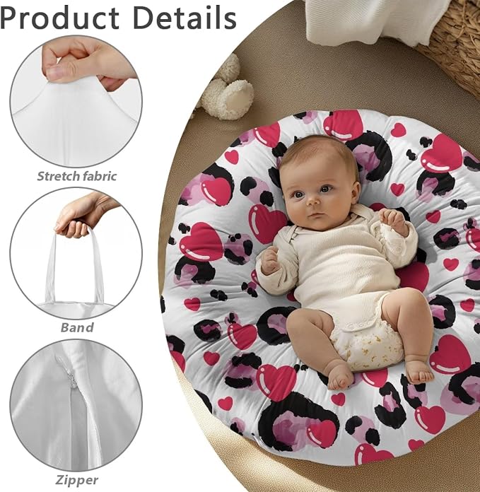 Pink Heat Leopard Nursing Pillow Cover Case Plush Breathable Breastfeeding Pillow Slipcover Fits Nursing Pillow Super Soft Snug Positioners for Baby Boy Baby Girl Feeding Cushion Cover