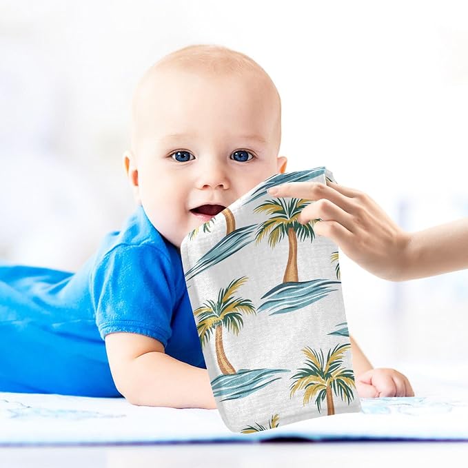 vvfelixl Beach Palm Trees Baby Burp Cloths Baby Muslin Washcloths for Boys Girls Cotton Babys Face Towel for Newborn Infants Soft and Absorbent 11.8 X 11.8 in, 5 Pack