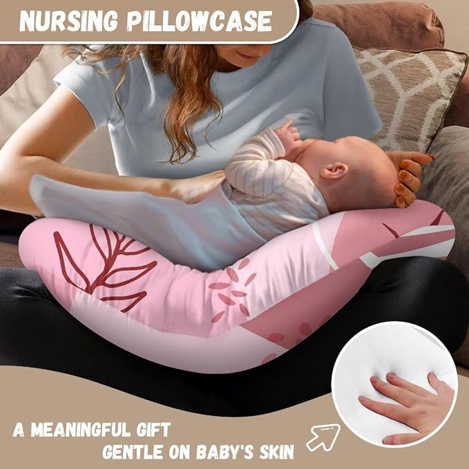 Simple Baby Nursing Pillow Cover, Ultra Soft Nursing Cover Compatible with Pillow,Washable & Breathable Nursing Slipcover,Fits The Original Support for Breastfeeding,Pink(Cover Only)