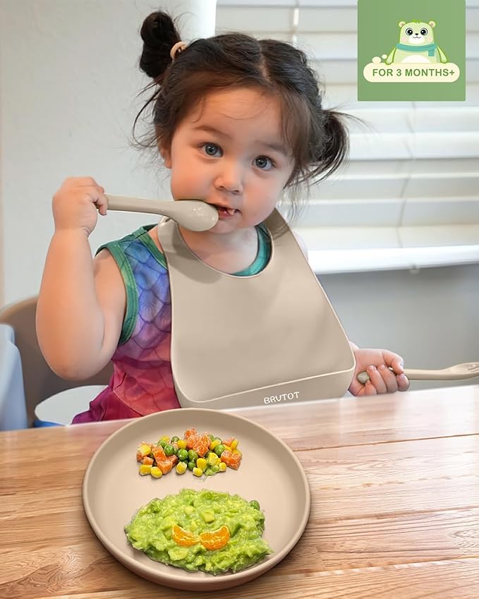 Classic Silicone Toddler Suction Plate 3 Pcs, Non Slip Baby Plates with Suction for Toddler Kids, BPA Free Silicone Baby Dishes Microwavable & Dishwasher Safe