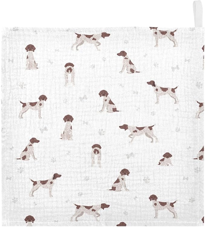vvfelixl Baby Cotton Washcloths German Shorthaired Pointer Infants Bath Towel for Unisex Puppy Face Towels for Newborn, Natural Baby Wipes Delicate Skin, 11.8 X 11.8 inch, one sizex3