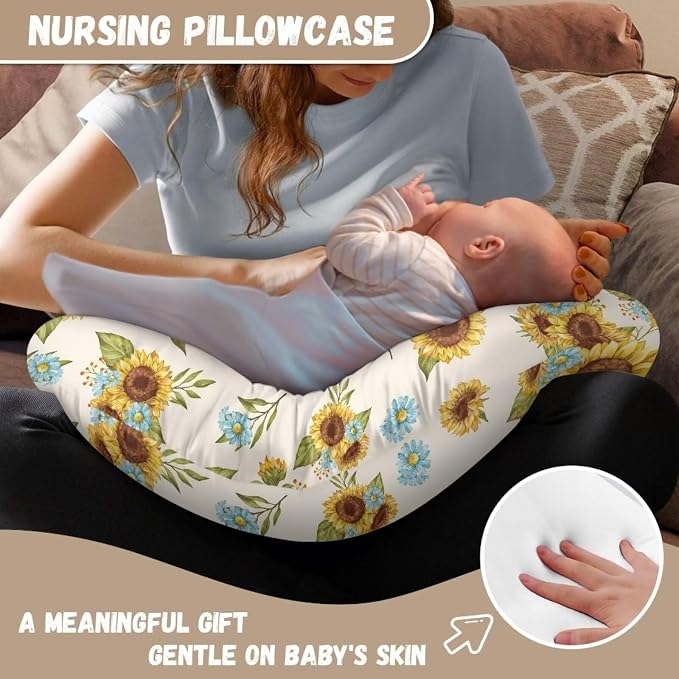 Sunflower Nursing Pillow Cover Standard Size Breastfeeding Pillowcase Breast Feeding Cover for Mom Pillow Protectors Dust Cover