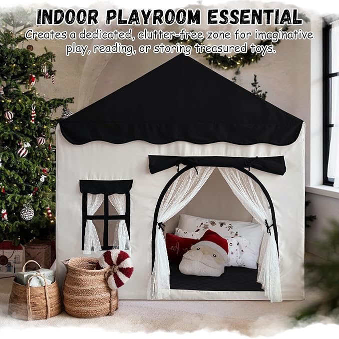 Kids Play Tent with Double Door Children's Playhouse Tents - Portable Fantasy Adventure Castle for Boys and Girls, Kids Tent with Mat, House Toys for Boys Girl Birthday, Christmas House Gift