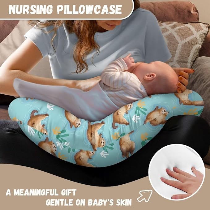 Nursing Pillow Cover with Hidden Zipper Otter Leaf Soft & Breathable & Skin Friendly for Moms/Baby Stretchy Nursing Pillow Cover Quick-Dry Fabric