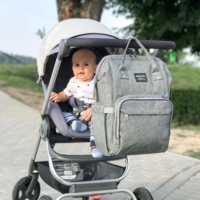 KiddyCare Baby Diaper Bag Backpack, Unisex Travel Baby Backpack Diaper Bags, Boy & Baby Girl Diaper Bags for Newborn (Stone)
