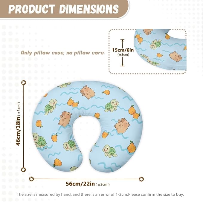Capybara Turtle Breastfeeding Pillow Slipcover for Baby Nursing Pillow Cover Cuddle Pillow Slipcover Detachable Nursing Pillow Protective Baby Feeding Baby Essentials