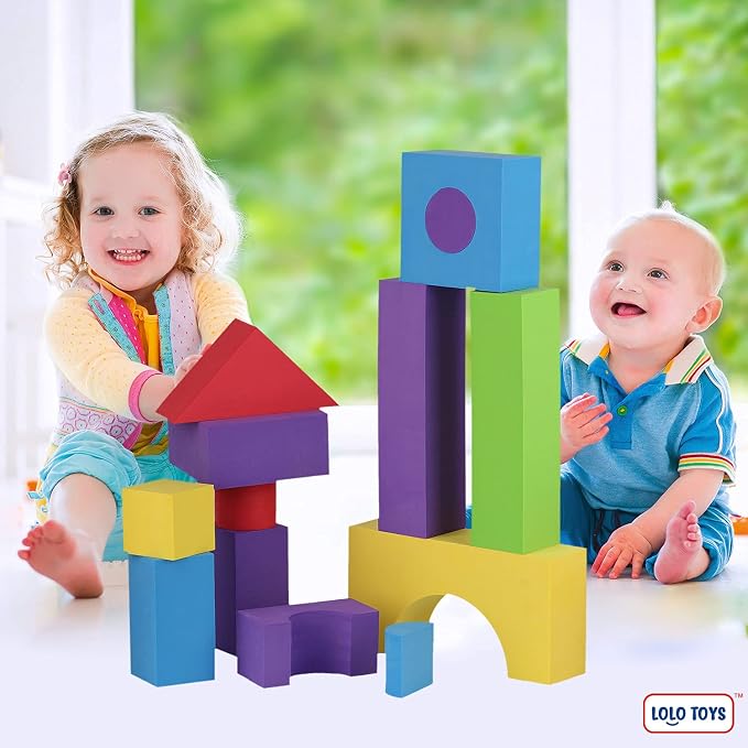 LOLO TOYS Large Building Foam Blocks for Toddlers – Giant Jumbo Big Building Blocks (30 Pieces)