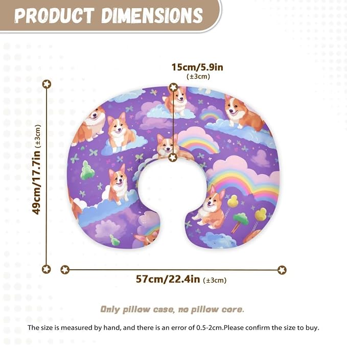 Corgi Nursing Pillow Cover Breast Feeding Pillows for Babies Boys & Girls Soft Breathable Nursing Pillow Case U Shaped Nursing Pillow Slipcovers for Breastfeeding Mom Easy to Clean