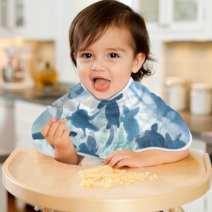 Sea Turtle Olive Ridley Turtles Muslin Burp Cloths for Baby 4 Pack 100% Cotton Baby Washcloths Bibs for Boy Girl