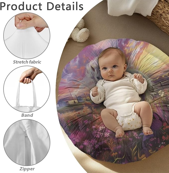 White Horse Pillow Cover Kawaii Breastfeeding Cover Ultra Soft & Breathable Unisex Nursing Pillow Slipcovers Machine Wash & Quick-Dry Feeding Cushion Cover Newborn Gift