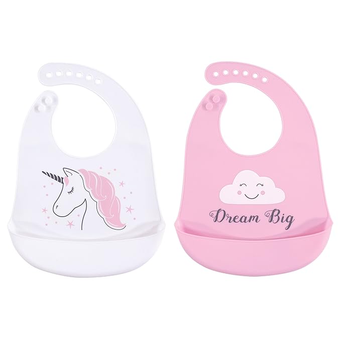 Hudson Baby Unisex Baby Silicone Bibs, Unicorn, One Size