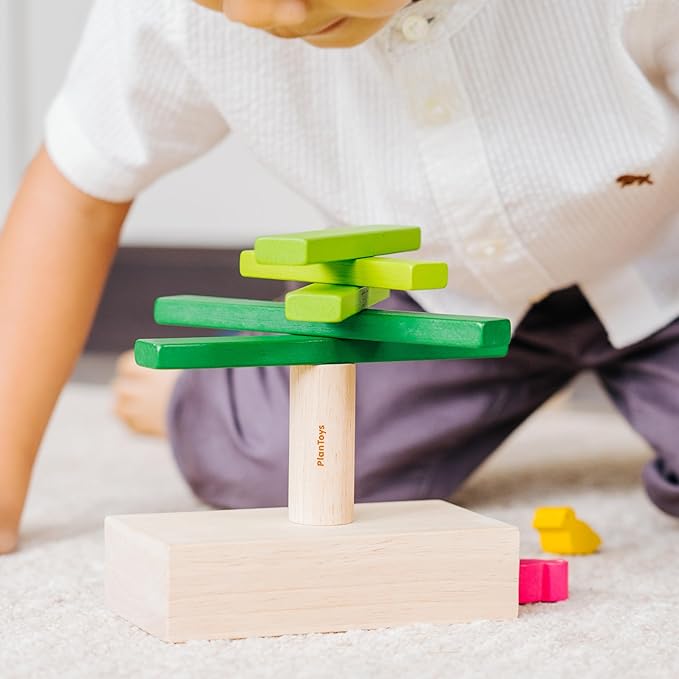 PlanToys® Wooden Balancing Tree Game | Montessori Stacking Toy with Birds for Fine Motor Skills & Coordination | Educational Game for Toddlers, Preschool Kids & Family Play