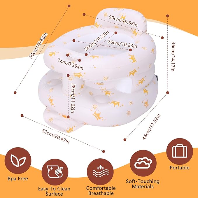 Inflatable Baby Seat for Babies 3 Months & Up, Inflatable Baby Support Seat for Sitting Up, Toddler Baby Floor Chair with Built in Air Pump, Upgrade Water Injection Function, More Stable (Color#04)