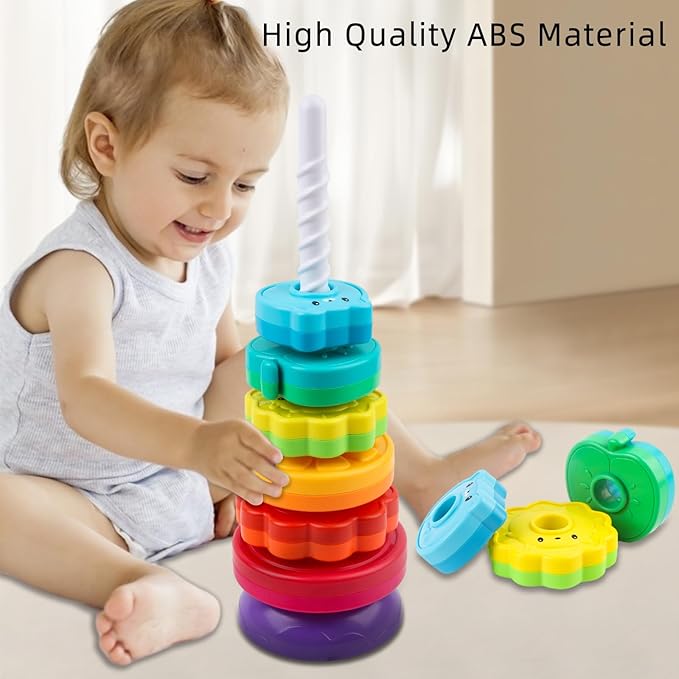 LBAIBB Spinning Stacking Toys,Spin Toy for Toddlers 1-3,Montessori Toys for 1 Year Old,Rainbow Spin Tower,Autism Sensory Learning Toy,Suitable for Gifts for Boys and Girls