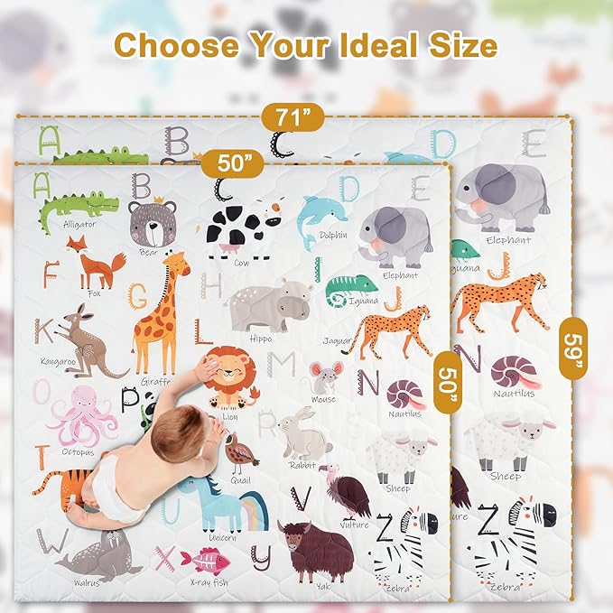 TINYHARBO Premium Foam Baby Play Mat 71" x 59" ??Removable & Machine Washable Cover, Extra Thick Padding Playpen Mat, Non-Slip Crawling Mat, Easy to Clean for Infants, Toddlers & Babies
