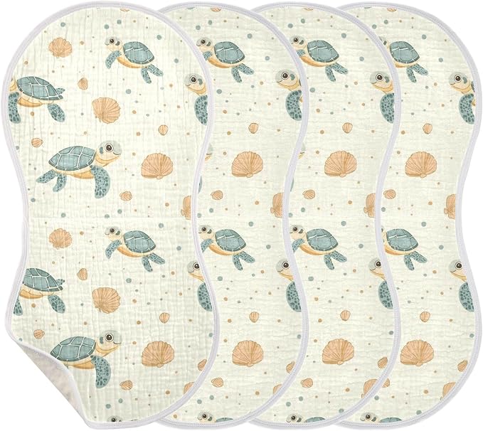 vvfelixl Cartoon Cute Sea Turtle Burp Cloths for Baby Boy Girls Baby Washcloths Burp Rags 1 Pack