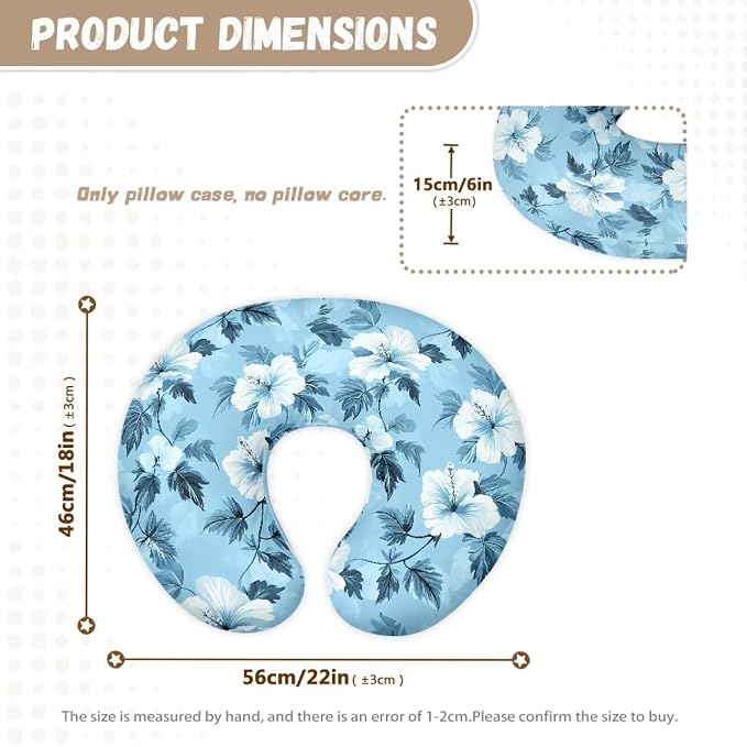 Forchrinse Blue Hibiscus Nursing Pillow Cover Baby Removable Nursing Covers for Breastfeeding Pillow,Infant Feeding Pillow Cover for Bottle and Breast Feeding