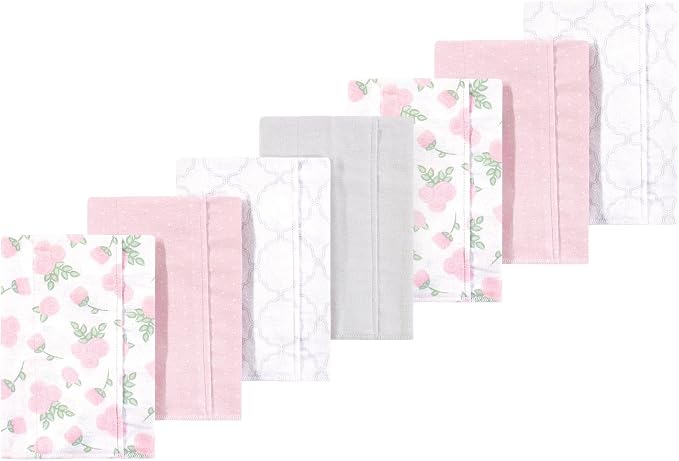 Luvable Friends Hudson Baby Flannel Burp Cloths 7pk, Rosy Bloom