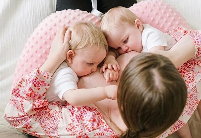 Twin Z The Pillow - Breastfeeding & Bottlefeeding Pillow! Cuddle Pink DOTS