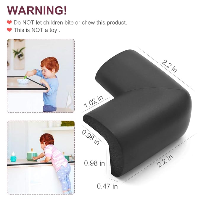 Baby Proofing Edge Corner Protector, 20.5 ft (18.1ft Edge + 8 Corners) Baby Proof Corner Guards,Thick Table Bumper Guard, 3M Pre-Taped Corners, Soft Rubber Foam Guard Heavy-Duty Black
