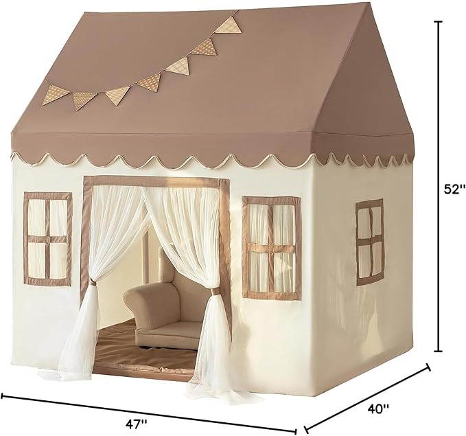 Kids Play Tent with Padded Mat, Large Playhouse for Kids Play House Indoor Castle Bed Tent for Toddler, Kid Toys for Boys and Girls Birthday House Gift