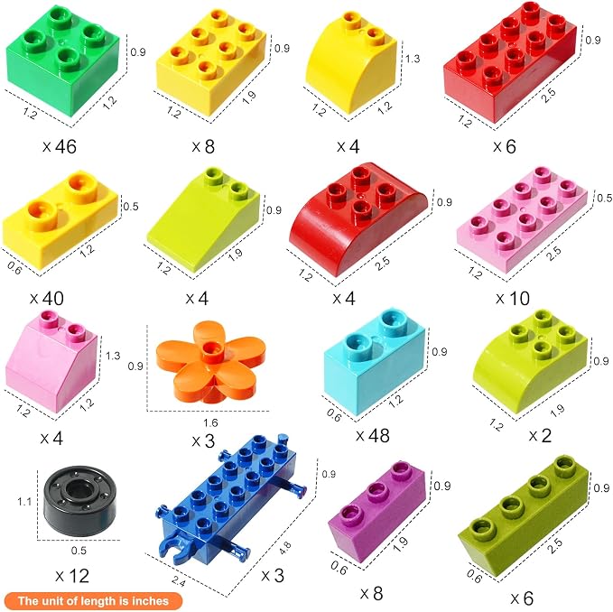208 Piece Large Building Blocks Set - Classic Big Bricks Compatible with All Major Brands, STEM Educational Toys for Kids Ages 3+, Creative Construction Gift for Boys Girls
