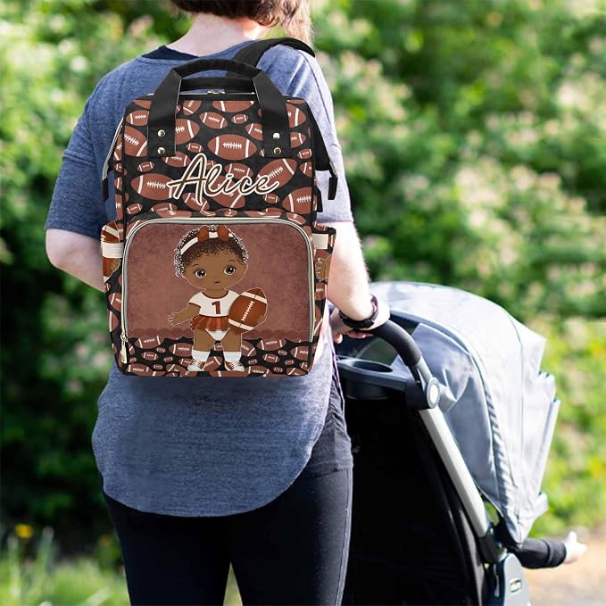 M YESCUSTOM Custom Diaper Bag Backpack with Name for WoMen Customized Mommy Daypack Bags Personalized Nursing Bag New Born Gift for Mother, Friends, Dad Baseball Back Pack