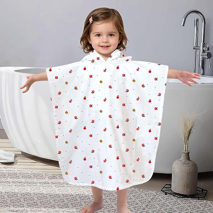 VOOVA & MOVAS Toddler Towel with Hood, Oversized (2-4Years,22"X22") Made from 100% Soft Cotton,Absorbent Hooded Poncho Towel for Baby Boy,Perfect for Pool | Swimming | Bath | Beach,Orange