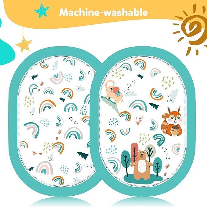 Baby Play Gym, ibabejoy Stage-Based Play Gym with 2 Machine Washable Mat Covers for Newborn to Toddler, 7 in 1 Activity Mat for Infant Sensory & Motor Skills Development, Thicker Non-Slip