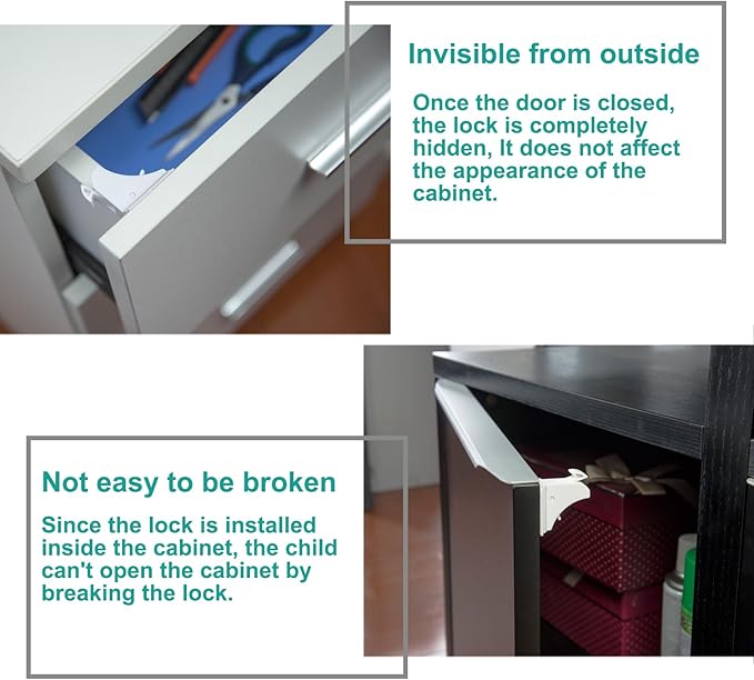 Magnetic Drawer Locks for Baby Proofing, Child Safety Magnet Cabinet Lock, Safety First Adhesive Magnetic Locks for Cupboard and Pantry Door (4Locks + 1Key)