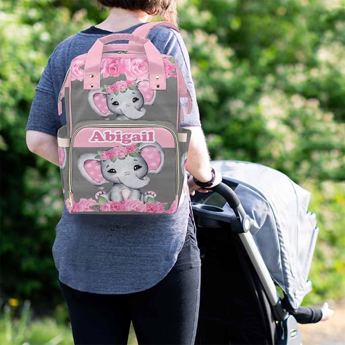 M YESCUSTOM Baby Backpack Diaper Bag Personalized Name Mommy Bag Custom Nursing Baby Bags with Flower Animal Gift for Women Mothers Day